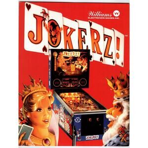 1988 Williams Jokerz Pinball Machine Flyer Vintage Arcade Game Ephemera